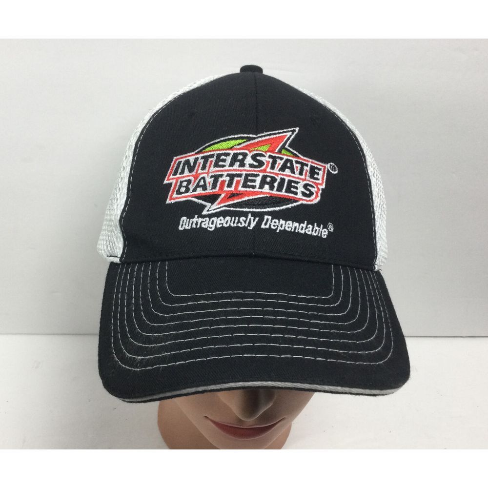 Interstate Batteries Hat Adjustable Advertising Baseball Cap Black White
